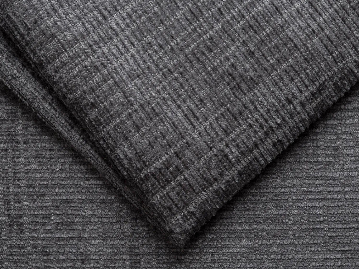 Sofá|Vente-unique Sofá 3 lugares convert. Abert. rápida tecido chenille bege, cama 140 cm e 14 cm LORETO Cinza antracite