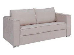 Vente-unique Sofá 4 lugares convert. abert. rápida tecido chenille bege ripas largas 18 cm LORETO^ Sofá