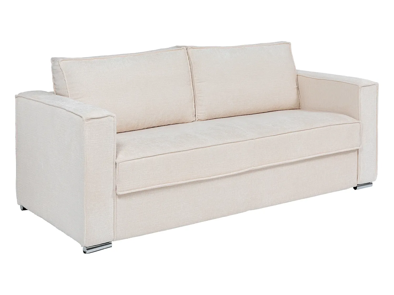 Sofá|Vente-unique Sofá 4 lugares convert. abert. rápida tecido chenille ripas largas 22 cm LORETO Bege