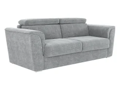Sofá|Vente-unique Sofá 4 lugares convert. abert. ráp. tecido cinza 160cm e colchão 22cm ripas largas RIZORA Cinzento