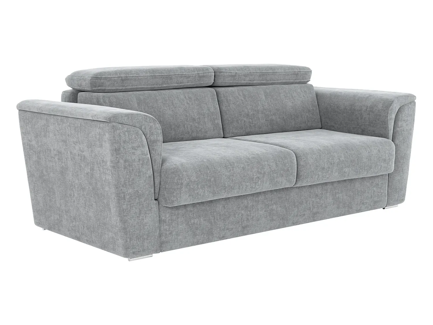 Sofá|Vente-unique Sofá 4 lugares convert. abert. ráp. tecido cinza 160cm e colchão 22cm ripas largas RIZORA Cinzento