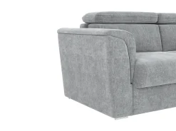Sofá|Vente-unique Sofá 4 lugares convert. abert. ráp. tecido cinza 160cm e colchão 22cm ripas largas RIZORA Cinzento