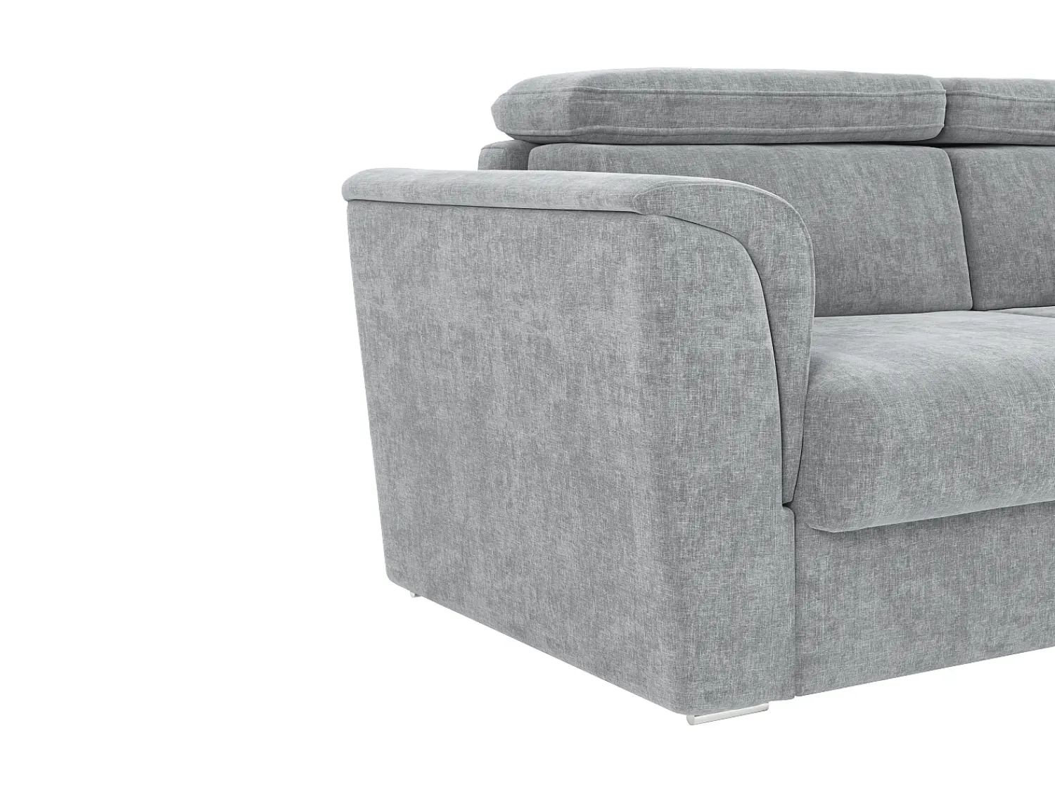 Sofá|Vente-unique Sofá 4 lugares convert. abert. ráp. tecido cinza 160cm e colchão 22cm ripas largas RIZORA Cinzento