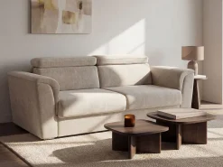 Hot Vente-unique Sofá 3 lugares convert. abert. ráp. tecido cinza cama 140 cm e colchão 22 cm RIZORA Cinzento