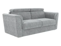 Hot Vente-unique Sofá 3 lugares convert. abert. ráp. tecido cinza cama 140 cm e colchão 22 cm RIZORA Cinzento