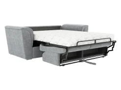 Hot Vente-unique Sofá 3 lugares convert. abert. ráp. tecido cinza cama 140 cm e colchão 22 cm RIZORA Cinzento