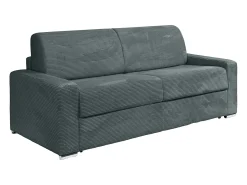 Sofá|Vente-unique Sofá 4 lugares convert. abert. rápida veludo canelado cinza 160cm e 14cm CALITO Cinza antracite