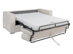 Sofá*Vente-unique Sofá 3 lugares convert. Abert. rápida tecido chenille bege, cama 140 cm e 14 cm LORETO Taupe
