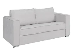 Sofá|Vente-unique Sofá 3 lugares convert. abert. rápida tecido chenille bege ripas largas 18 cm LORETO Cinzento claro