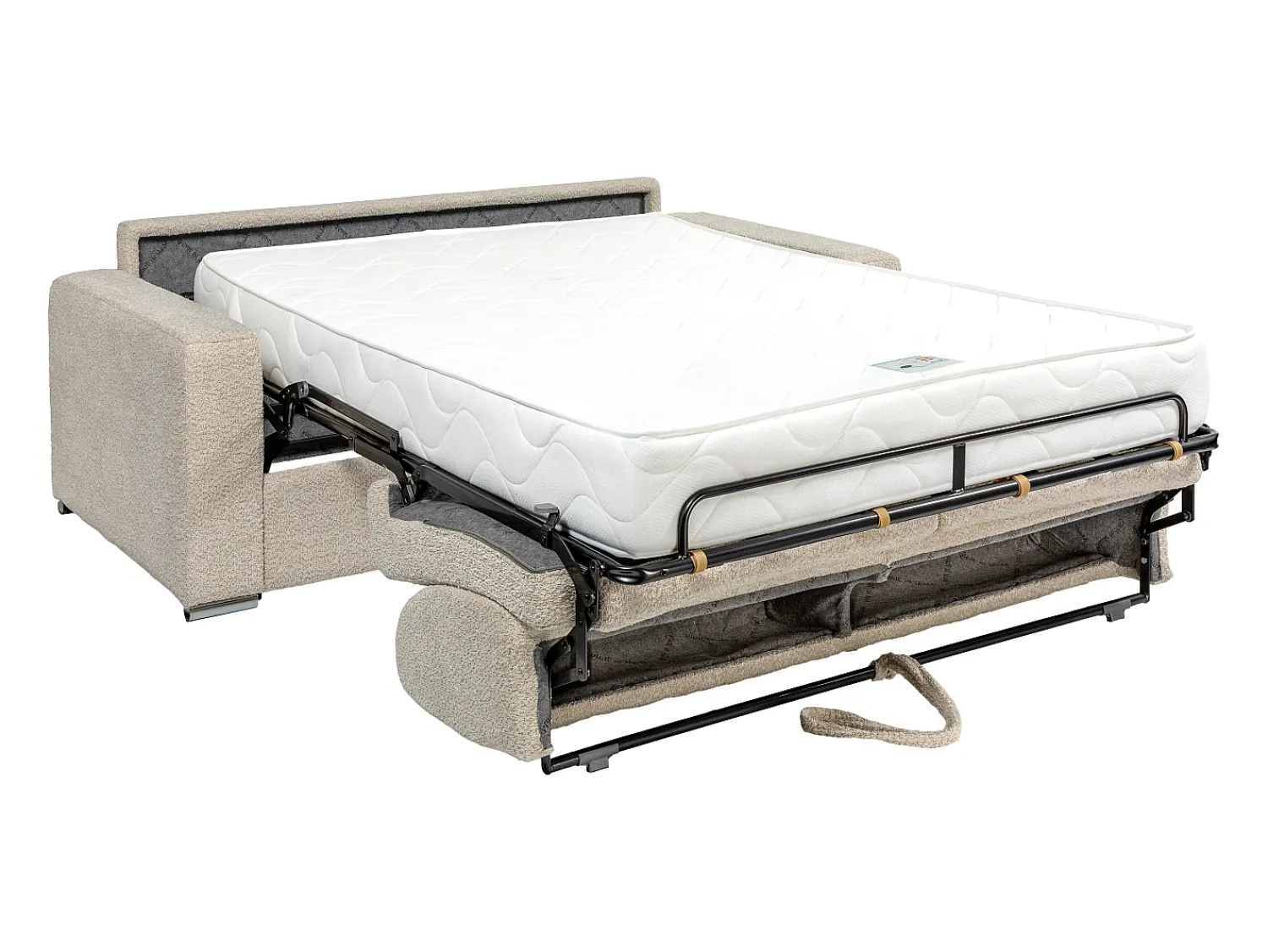 Sofá|Vente-unique Sofá 3 lugares convert. abert. rápida bouclé cama 140 cm e colchão 22 cm - CALITO Bege