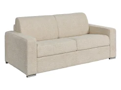 Sofá|Vente-unique Sofá 3 lugares convert. abert. rápida bouclé cama 140 cm e colchão 22 cm - CALITO Bege