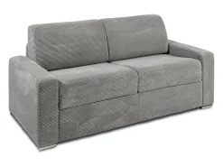 Sofá*Vente-unique Sofá 3 lugares convert. abert. rápida veludo canelado cinza-claro 140 cm e 14 cm CALITO Cinzento claro