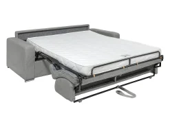 Sofá*Vente-unique Sofá 3 lugares convert. abert. rápida veludo canelado cinza-claro 140 cm e 14 cm CALITO Cinzento claro