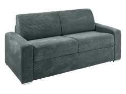 Sofá|Vente-unique Sofá 3 lugares convert. abert. rápida veludo canelado cinza 140cm e 14cm CALITO Cinza antracite