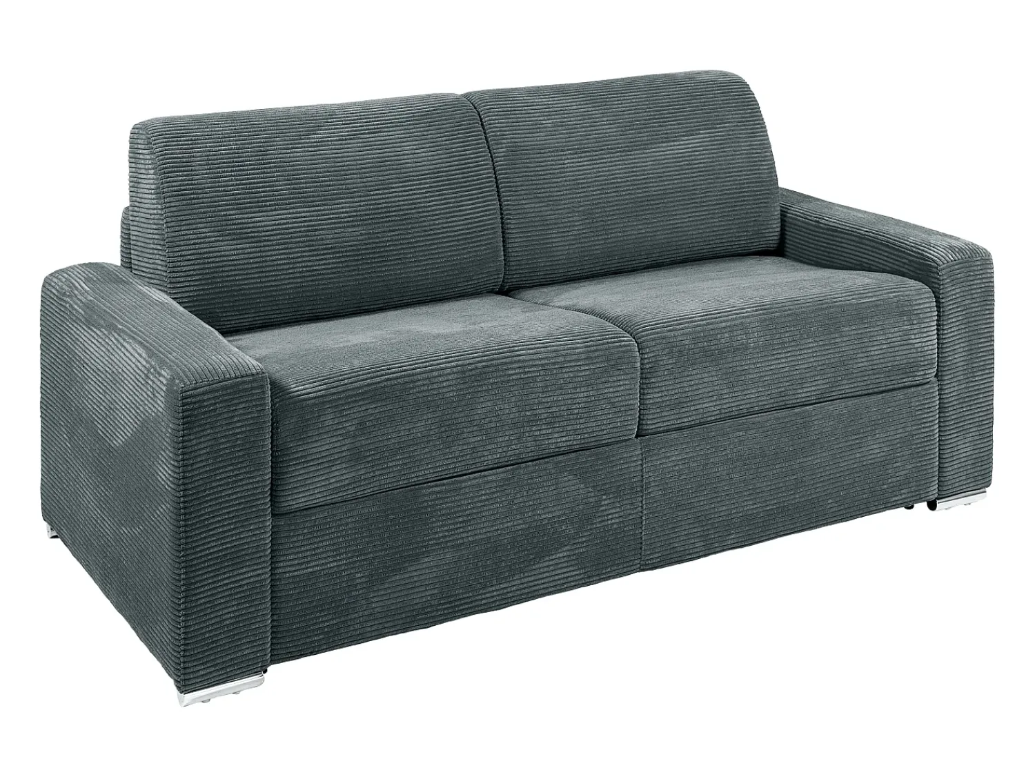 Discount Vente-unique Sofá 3 lugares convert. abert. rápida veludo canelado cinza 140cm e 14cm CALITO Cinza antracite