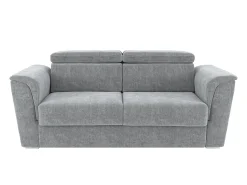 Sofá|Vente-unique Sofá 3 lugares convert. abert. ráp. tecido cinza 140 cm colchão 22 cm ripas largas RIZORA Cinzento