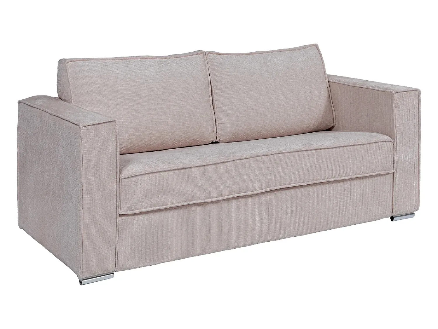 Sofá|Vente-unique Sofá 3 lugares convert. Abert. rápida tecido chenille bege, cama 140 cm e 22 cm LORETO Taupe