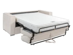 Sofá|Vente-unique Sofá 3 lugares convert. Abert. rápida tecido chenille bege, cama 140 cm e 22 cm LORETO Taupe