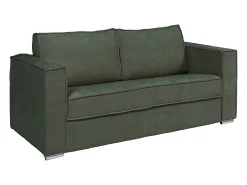 Sofá|Vente-unique Sofá 3 lugares convert. Abert. rápida tecido chenille bege, cama 140 cm e 18 cm LORETO Verde pinho