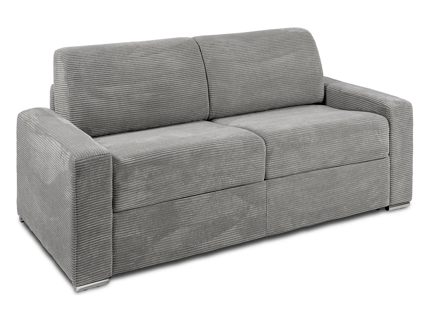 Vente-unique Sofá 3 lugares convert. abert. rápida veludo canelado cinza-claro 140 cm e 22 cm CALITO^ Sofá