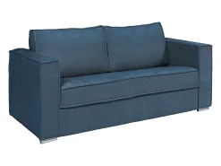 Sofá*Vente-unique Sofá 4 lugares convertível abert. rápida tecido chenille bege 160cm colchão 22cm LORETO Azul
