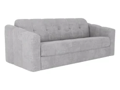 Vente-unique Sofá 4 lugares convertível abertura rápida tecido ripas largas 160 cm - 14 cm DARIELO Cinzento claro