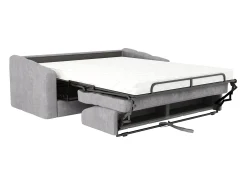 Vente-unique Sofá 4 lugares convertível abertura rápida tecido ripas largas 160 cm - 14 cm DARIELO Cinzento claro