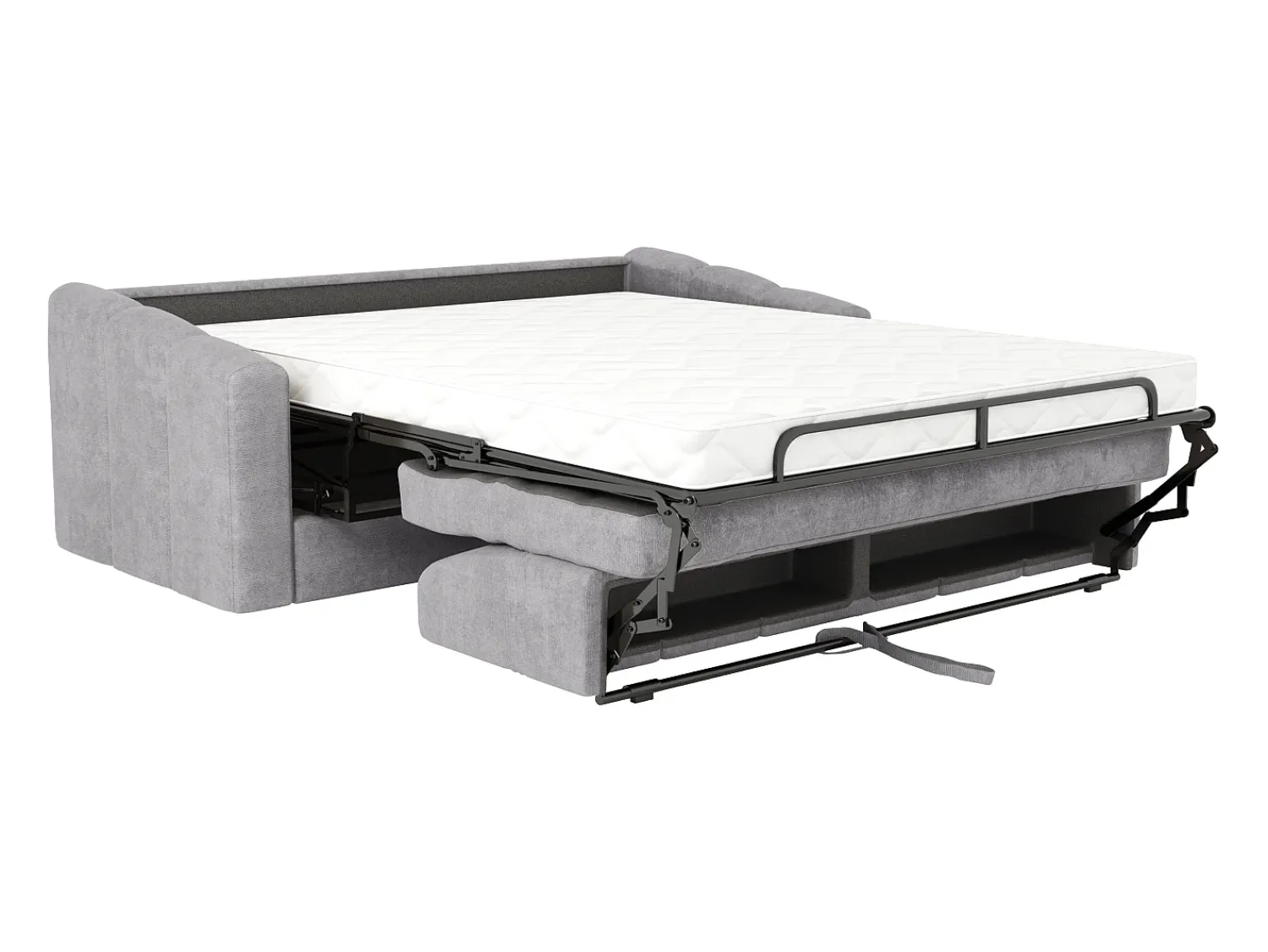 Vente-unique Sofá 4 lugares convertível abertura rápida tecido ripas largas 160 cm - 14 cm DARIELO Cinzento claro