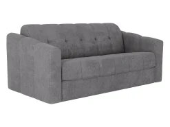 Best Vente-unique Sofá 3 lugares convertível abertura rápida tecido ripas largas 140 cm Colchão 18 cm DARIELO Cinzento