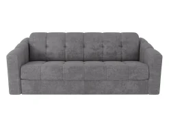 Sofá|Vente-unique Sofá 4 lugares convertível abertura rápida tecido ripas largas 160 cm Colchão 14 cm DARIELO Cinzento