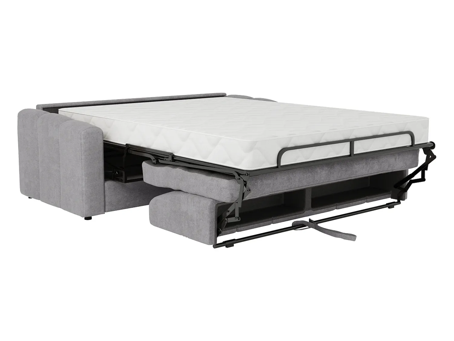 Clearance Vente-unique Sofá 4 lugares convertível abertura rápida tecido ripas largas 160 cm - 22 cm DARIELO Cinzento claro