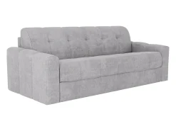 Clearance Vente-unique Sofá 4 lugares convertível abertura rápida tecido ripas largas 160 cm - 22 cm DARIELO Cinzento claro
