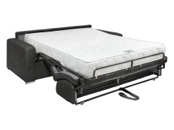 Sofá*Vente-unique Sofá 3 lugares convertível abertura rápida veludo canelado 140 cm e 22 cm CALITO Azul