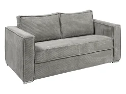 Sofá*Vente-unique Sofá 3 lugares convertível abertura rápida veludo canelado cinza-claro 140cm e 22cm LORETO Cinzento claro