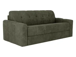 Discount Vente-unique Sofá 3 lugares convertível abertura rápida em tecido verde ripas largas 140 cm - 22 cm DARIELO Caqui