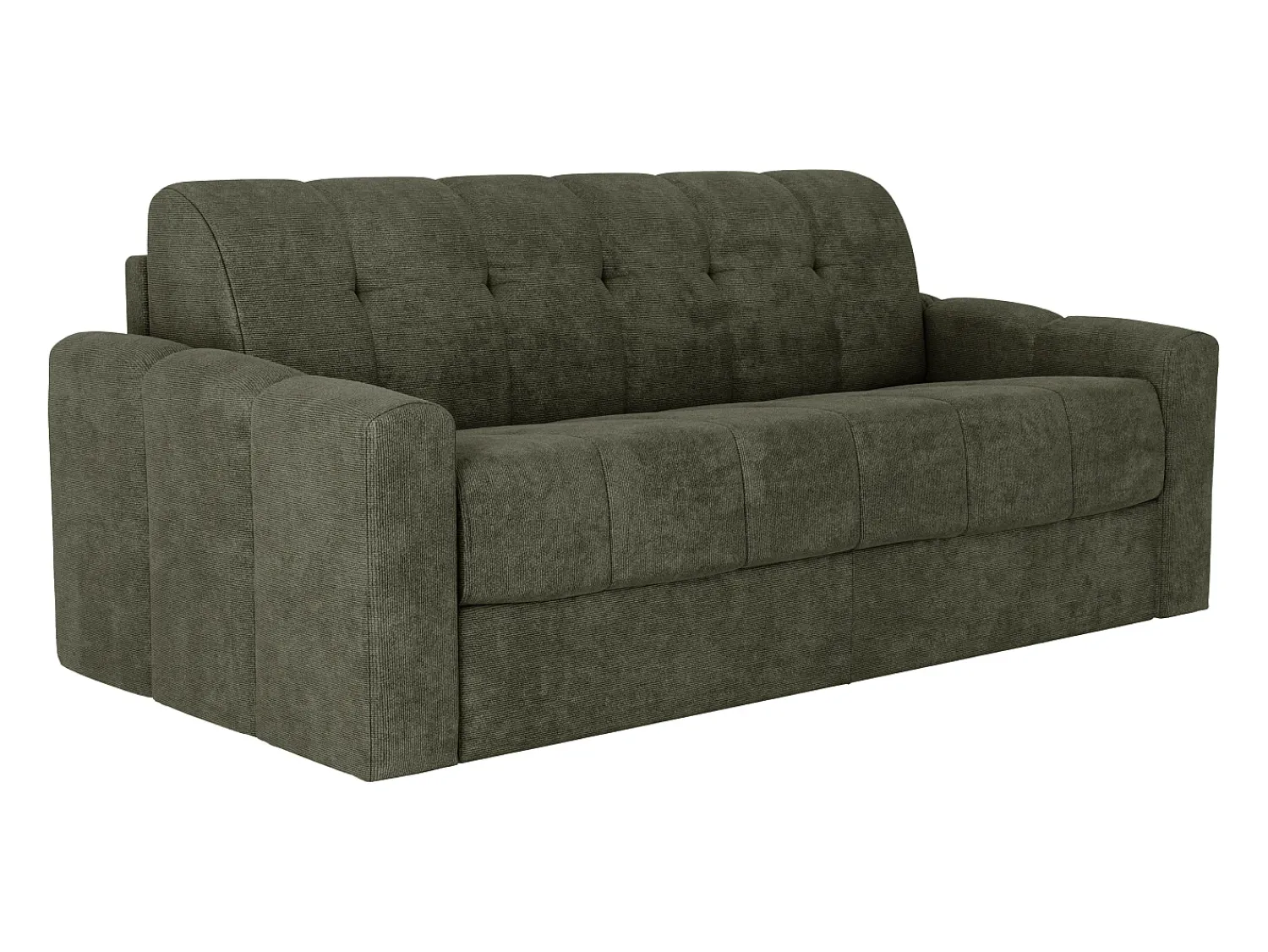 Discount Vente-unique Sofá 3 lugares convertível abertura rápida em tecido verde ripas largas 140 cm - 22 cm DARIELO Caqui