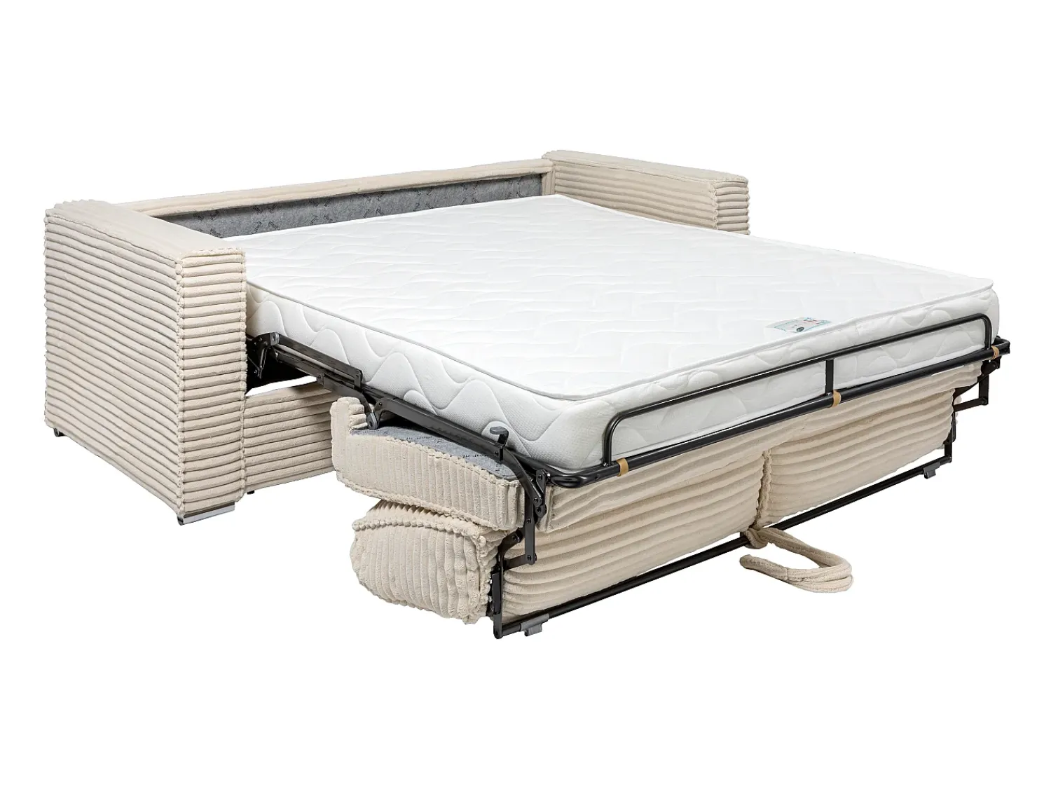 Discount Vente-unique Sofá 4 lugares convertível abert. rápida veludo canelado grosso ripas largas cinza LORETO Cinzento claro
