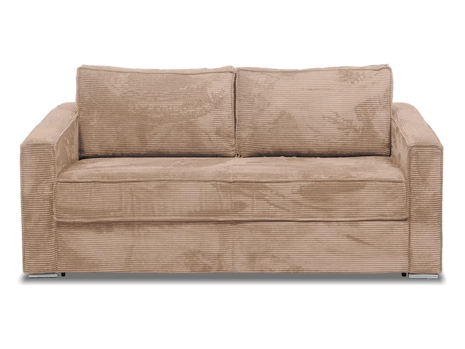 Sofá|Vente-unique Sofá 3 lugares convertível abertura rápida veludo canelado ripas largas 22 cm Taupe