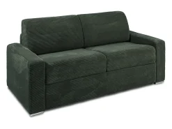 Vente-unique Sofá 3 lugares convertível abertura rápida veludo canelado verde 140cm colchão 18cm CALITO^ Sofá