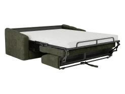 Sofá|Vente-unique Sofá 4 lugares convertível abertura rápida tecido verde ripas largas 160 cm - 14 cm DARIELO Caqui