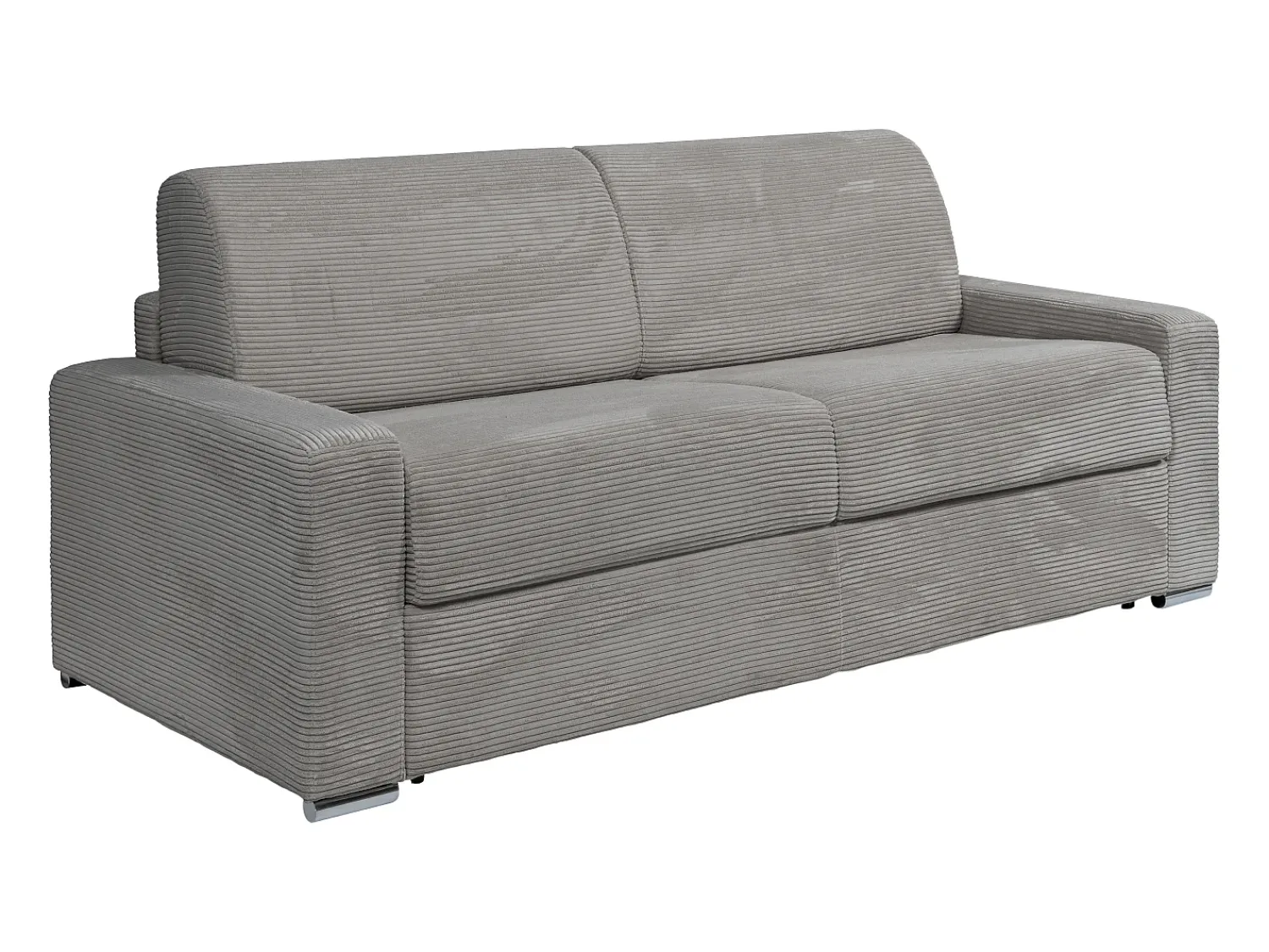 Sofá|Vente-unique Sofá 4 lugares convertível abertura rápida veludo canelado cinza-claro 160cm e 22cm CALITO Cinzento claro