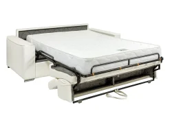 Sofá|Vente-unique Sofá 3 lugares convertível abertura rápida pele preta, cama 140 cm e colchão 18 cm - VIZIR Preto