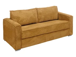 Vente-unique Sofá 4 lugares convertível abert. Ráp. veludo canelado ripas largas 14 cm^ Sofá