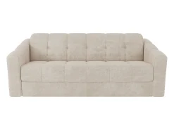 Clearance Vente-unique Sofá 3 lugares convertível abertura rápida tecido ripas largas 140 cm Colchão 22 cm DARIELO Bege