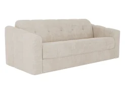 Clearance Vente-unique Sofá 3 lugares convertível abertura rápida tecido ripas largas 140 cm Colchão 22 cm DARIELO Bege