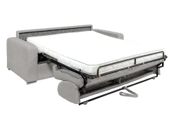 Vente-unique Sofá 4 lugares convertível abertura rápida bouclé cinza-claro 160cm e colchão 14cm CALITO^ Sofá