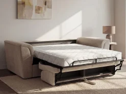 Vente-unique Sofá 3 lugares convertível abertura rápida tecido cama 140 cm e colchão 18 cm RIZORA^ Sofá