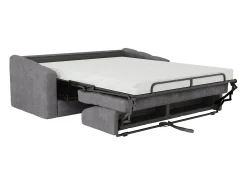 Sofá|Vente-unique Sofá 3 lugares convertível abertura rápida tecido ripas largas 140 cm Colchão 14 cm DARIELO Cinzento