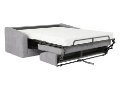 Sofá*Vente-unique Sofá 3 lugares convertível abertura rápida tecido texturizado 140 cm Colchão 18 cm DARIELO Cinzento claro
