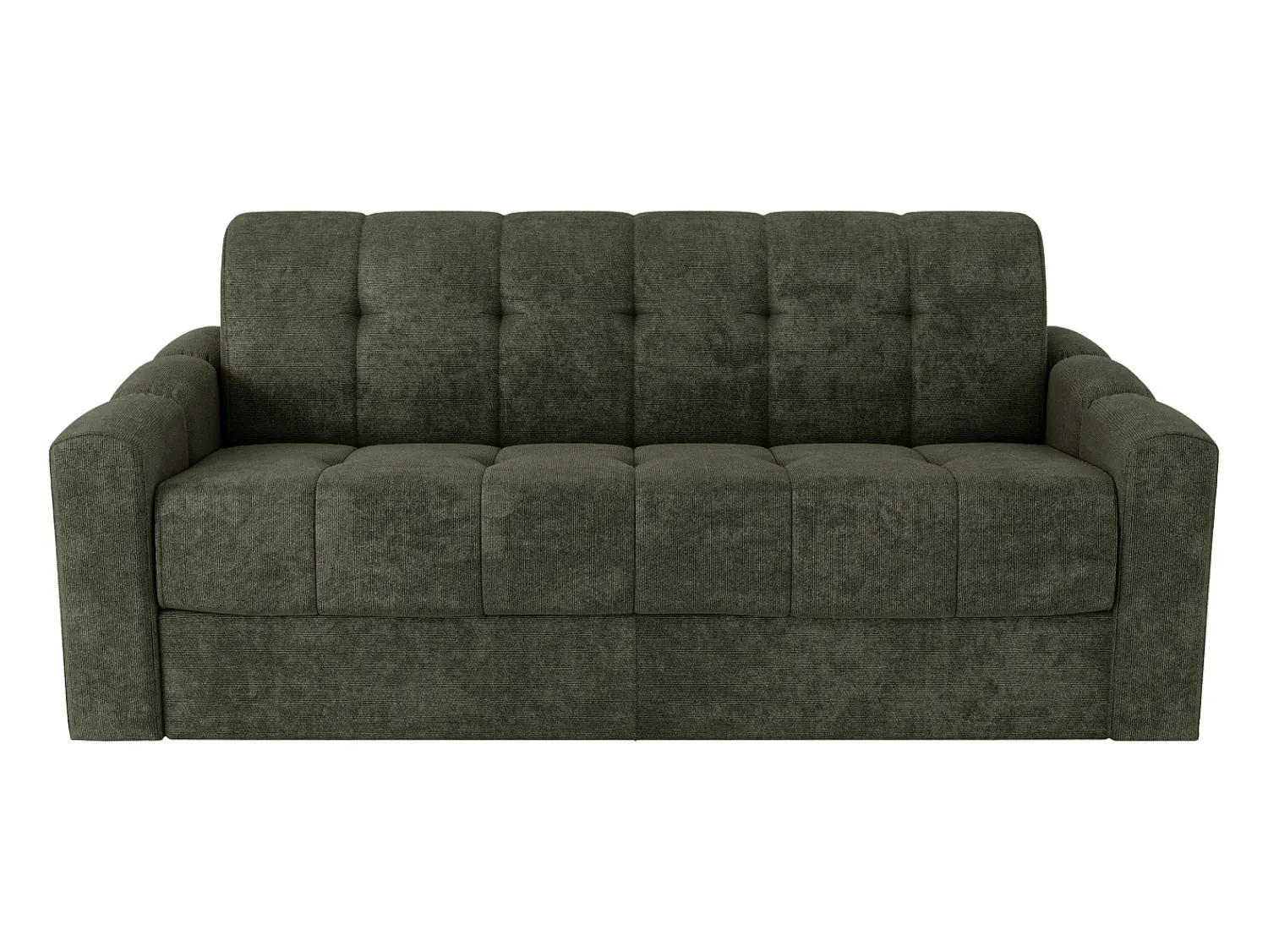 Sofá|Vente-unique Sofá 3 lugares convertível abertura rápida tecido texturizado verde 140 cm Colchão 22 cm DARIELO Caqui